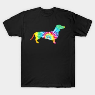 Tie Dye Dog Shirt Hippie Dachshund Retro T shirt Puppy Gift T-Shirt